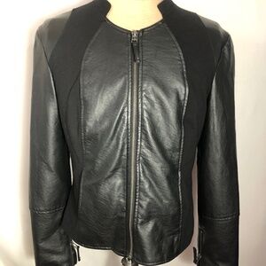 Women’s Black Faux Leather Jacket. Large. Le Chateau. Like New.